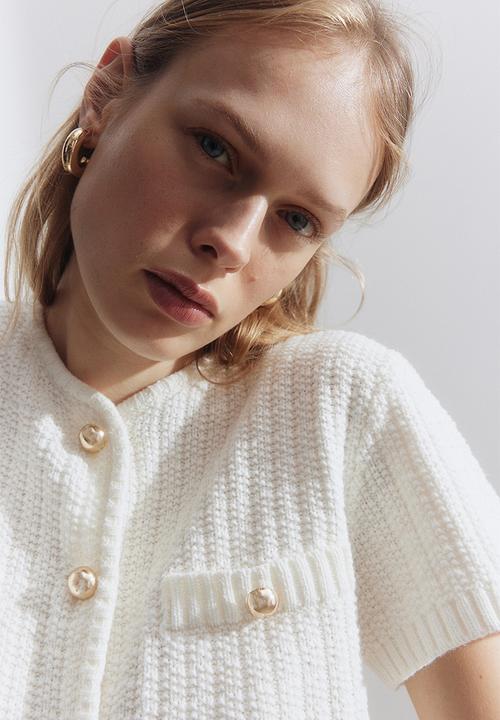 H&M - Structured-knit cardigan - cream