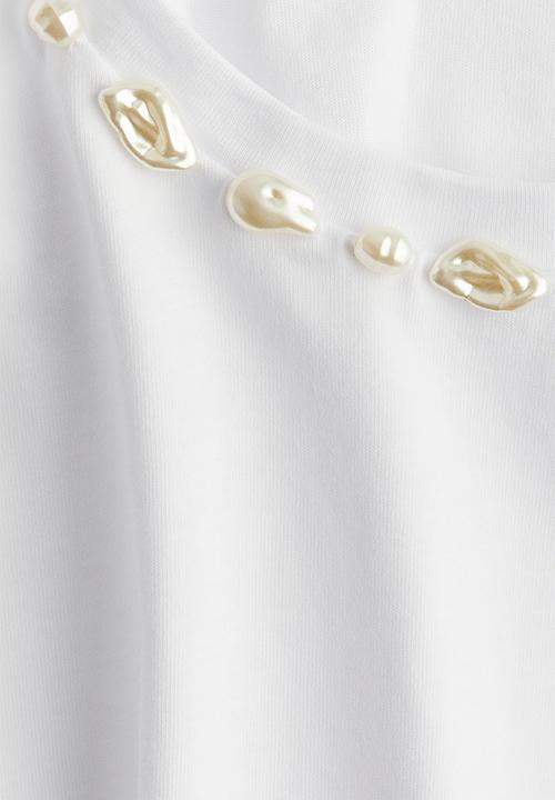 H&M - Bead-embellished top - white