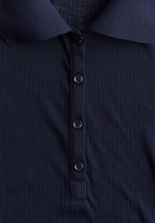 H&M - Ribbed polo shirt - navy blue