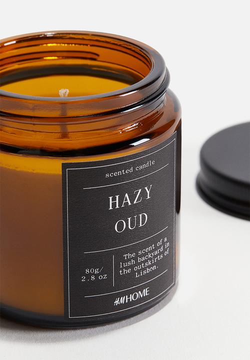 H&M - Small scented candle in glass holder - black/hazy oud