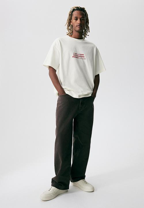 H&M - Loose fit printed T-shirt - cream/online
