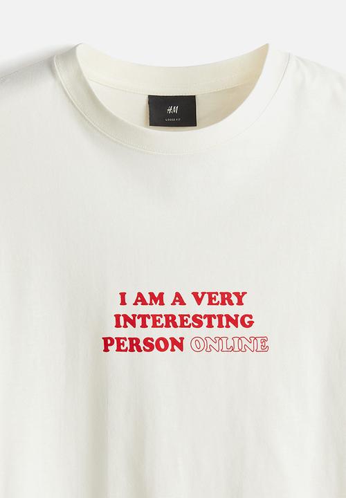 H&M - Loose fit printed T-shirt - cream/online