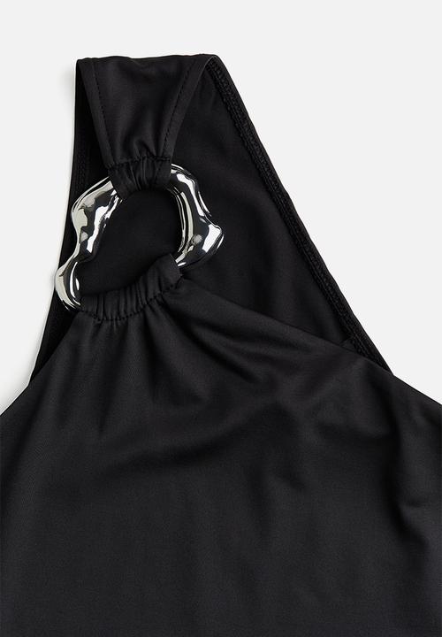 H&M - Metal-ring one-shoulder top - black