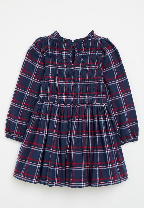 Cotton On - Thea long sleeve dress - in the navy/red check