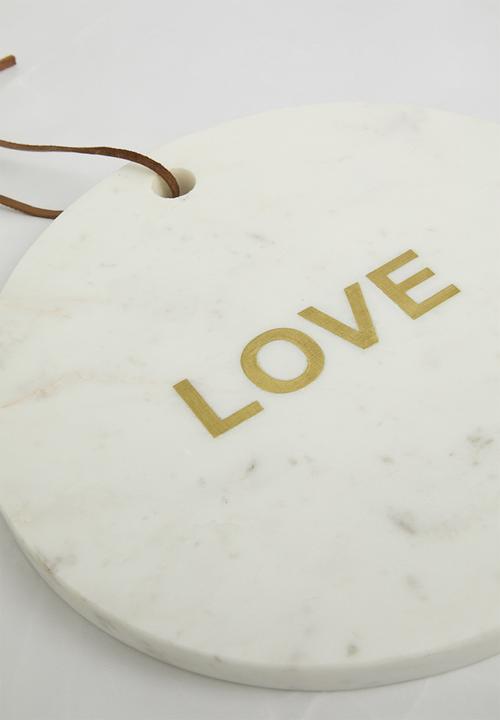Sixth Floor - Love inlay marble cheese board - white