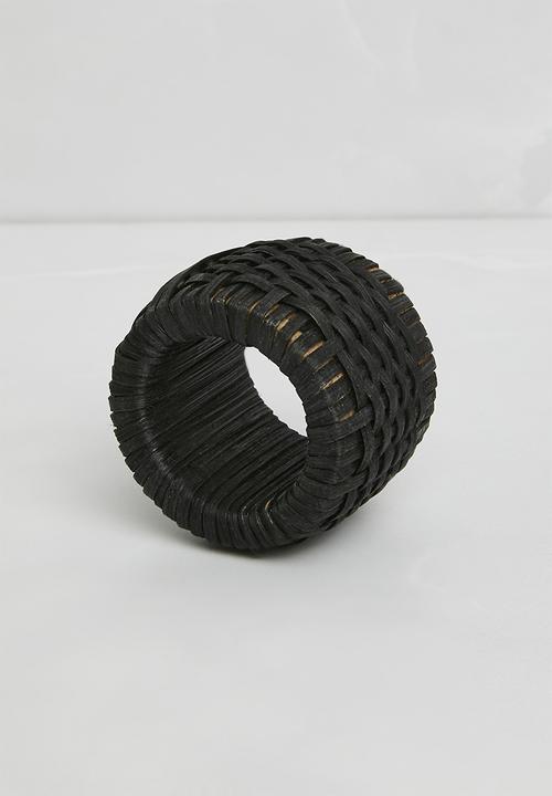 Sixth Floor - Rattan napkin rings set of 4 - Black