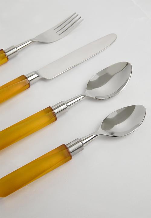 Sixth Floor - Resin cutlery set of 4 - Amber