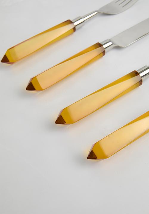 Sixth Floor - Resin cutlery set of 4 - Amber