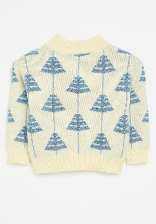 Pop Candy - Knitted jersery - ecru & blue