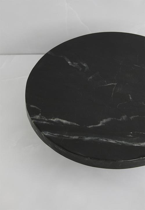 Sixth Floor - Luno wood & marble cake stand - black