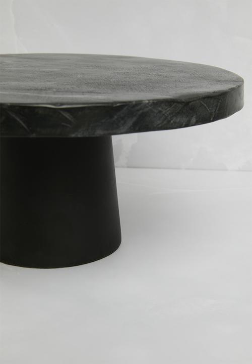 Sixth Floor - Luno wood & marble cake stand - black