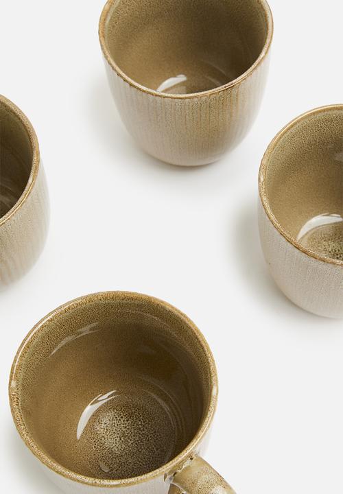 Excellent Houseware - Haze 350ml mug set of 4 - taupe