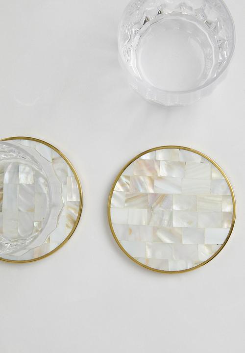Sixth Floor - Shell in lay coaster set of 4 - Natural