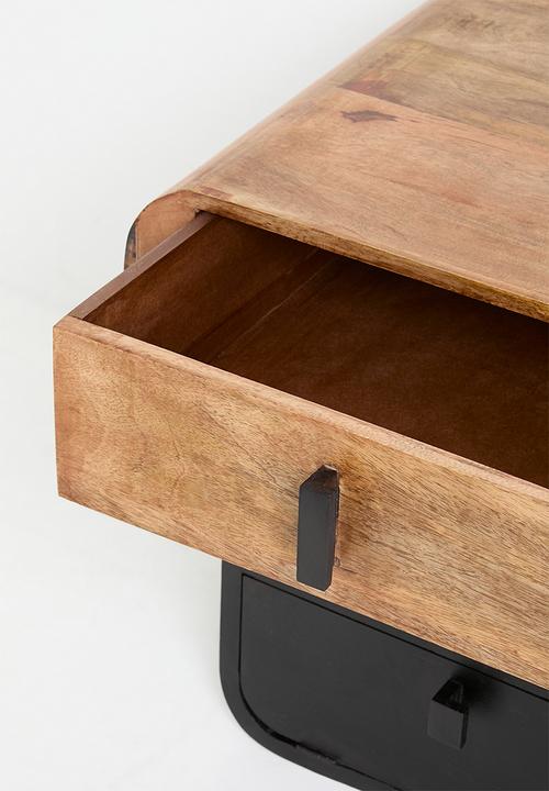 Sixth Floor - Thara wooden bedside table - Black & natural