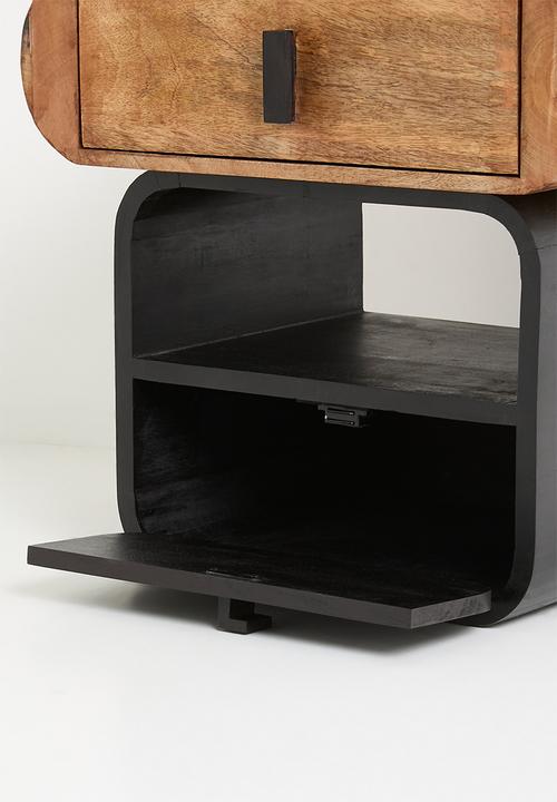 Sixth Floor - Thara wooden bedside table - Black & natural