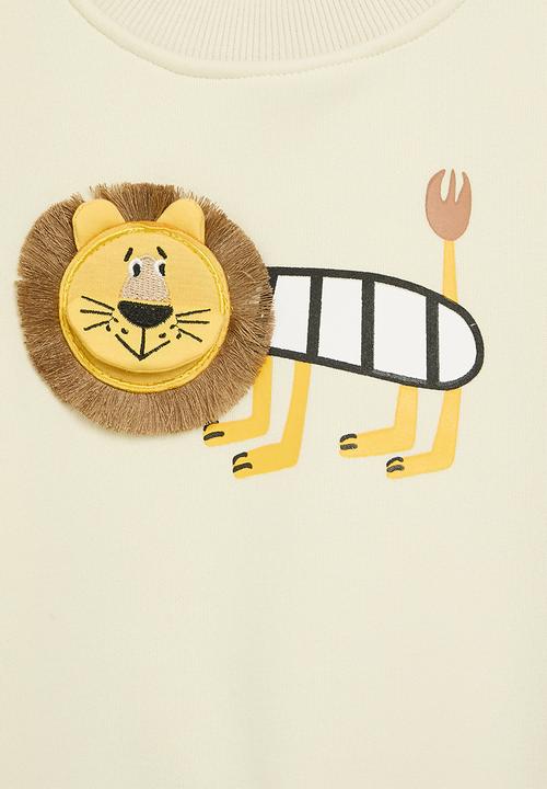 Pop Candy - Lion applique sweat top - ecru