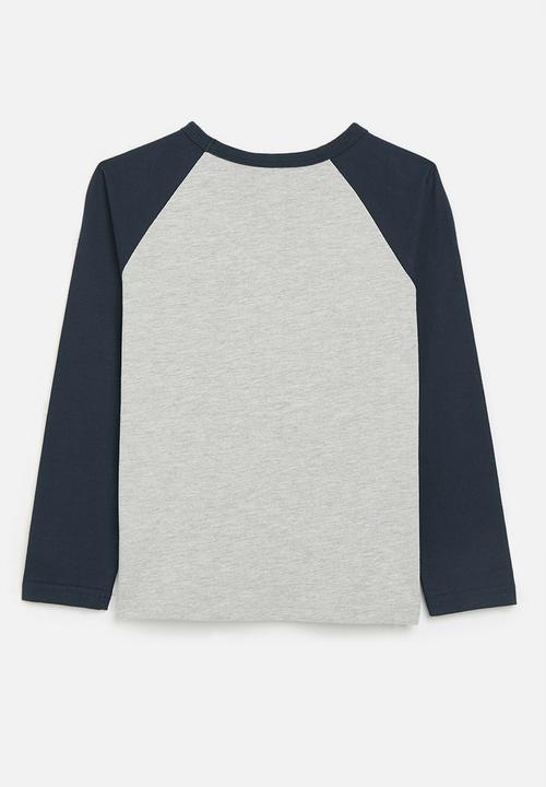 Pop Candy - Raglan tee - grey & navy
