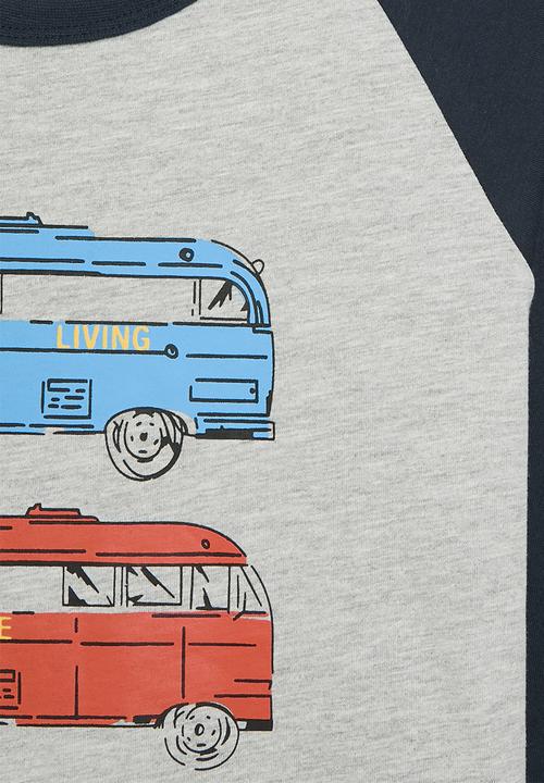 Pop Candy - Raglan tee - grey & navy