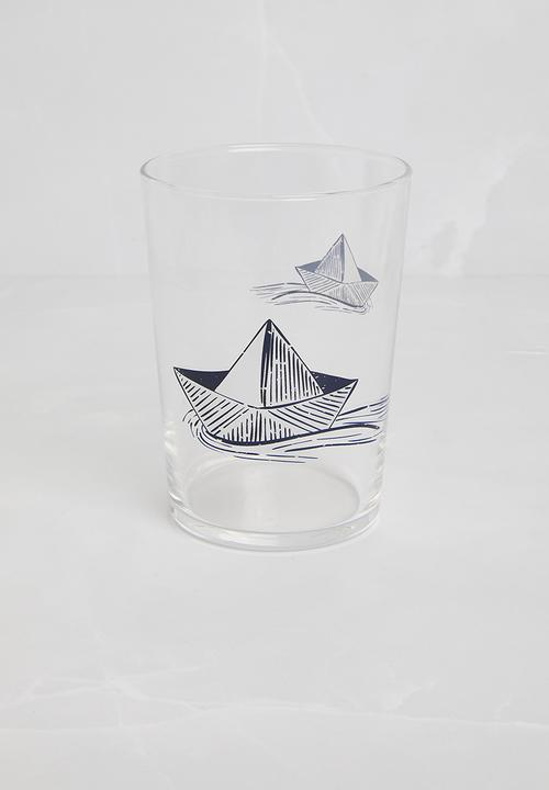 Excellent Houseware - Paper boat drinking glass set of 2 - blue