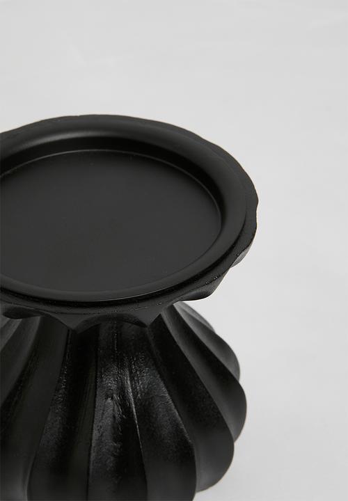 Sixth Floor - Wooden Candle Holder Set of 2 Black