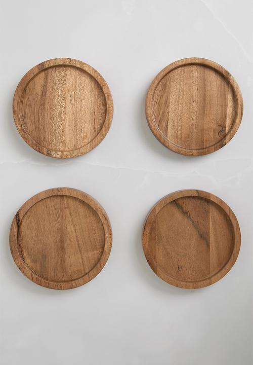 Sixth Floor - Mango wood coaster set of 4 - Natural