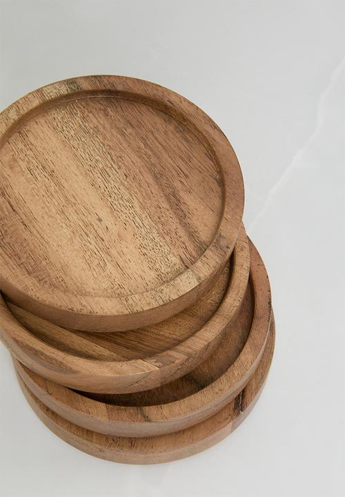 Sixth Floor - Mango wood coaster set of 4 - Natural
