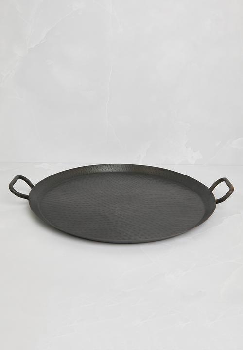 Sixth Floor - Hammered metal serving tray - black
