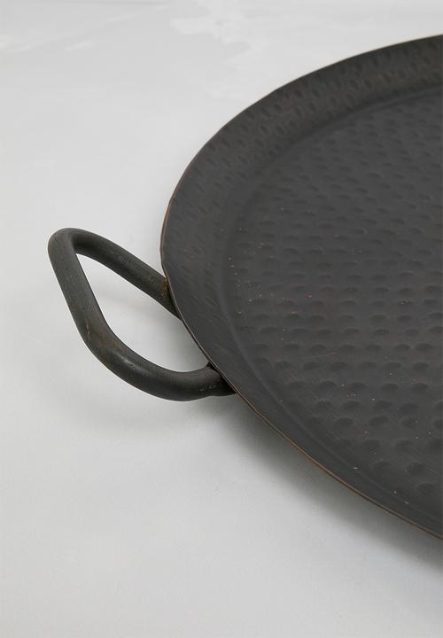 Sixth Floor - Hammered metal serving tray - black