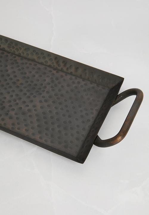 Sixth Floor - Hammered metal baguette tray - black