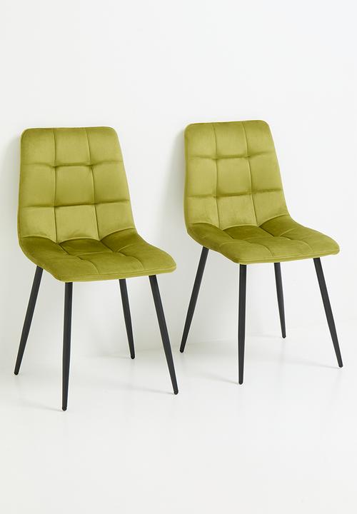 Sixth Floor - Lua velvet dining chair set of 2-green