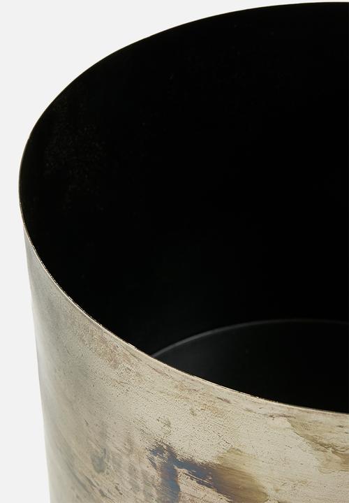 Sixth Floor - Distressed Metal Standing Planter - Gold
