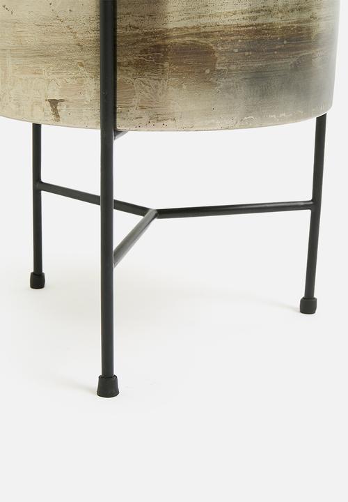 Sixth Floor - Distressed Metal Standing Planter - Gold
