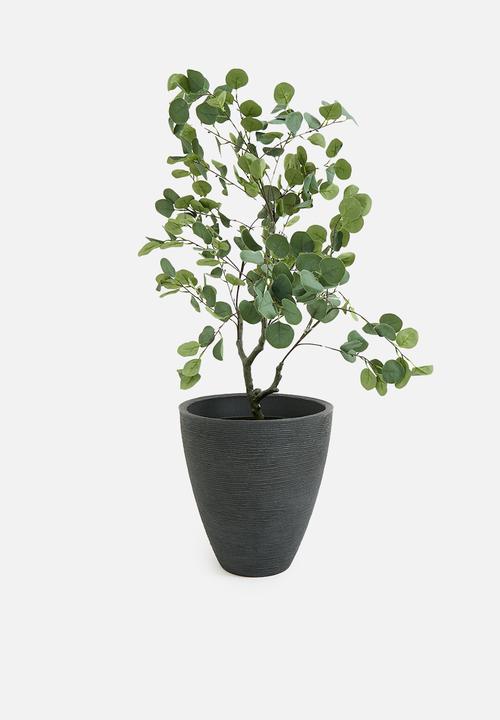 H&S - Ribbed tall planter - black