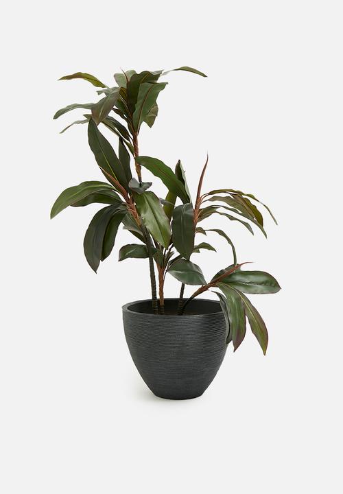 H&S - Ribbed wide planter - black