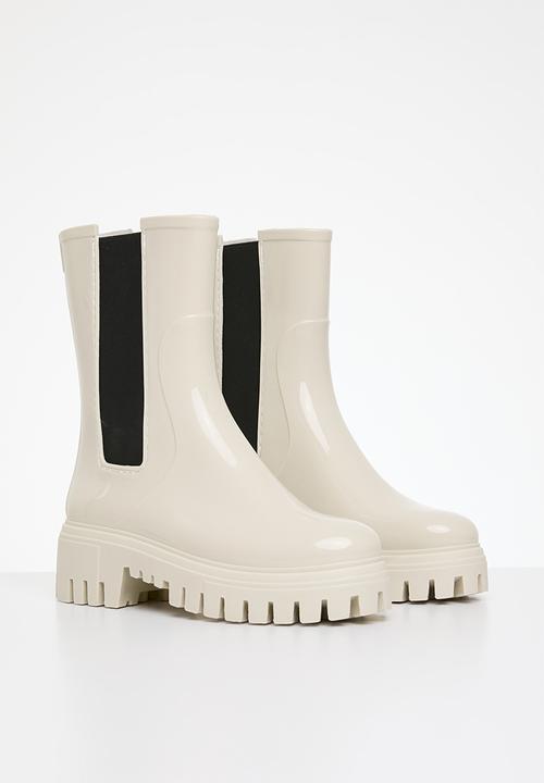 Public Desire - Grill chunky mid calf chelsea boot - off white