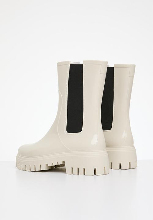 Public Desire - Grill chunky mid calf chelsea boot - off white