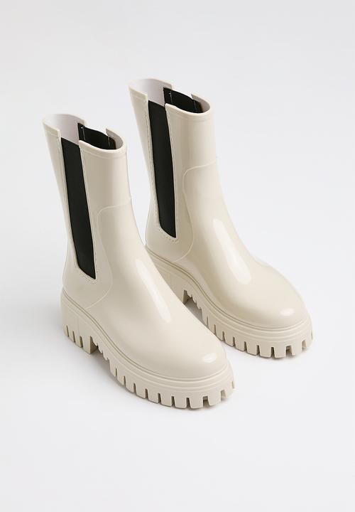 Public Desire - Grill chunky mid calf chelsea boot - off white