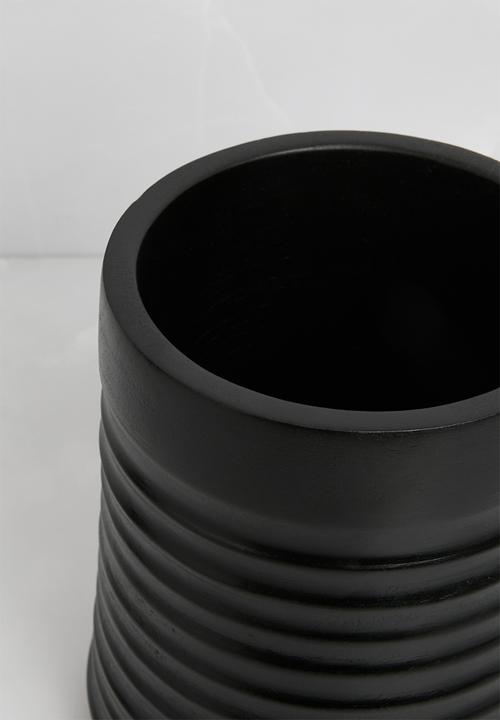 Sixth Floor - Carved mango wood utensil holder - black