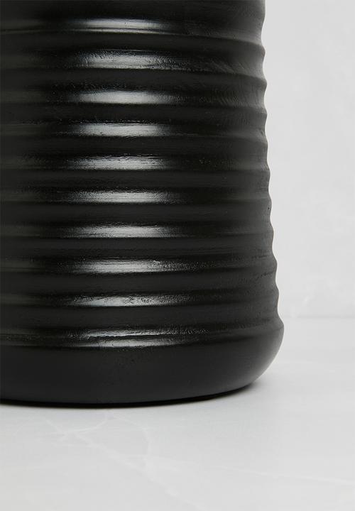 Sixth Floor - Carved mango wood utensil holder - black