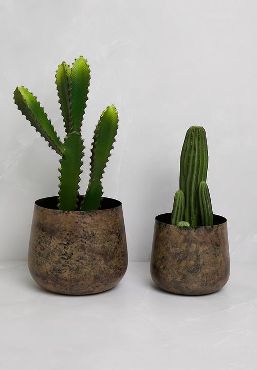 Sixth Floor - Distressed metal pots set of 2