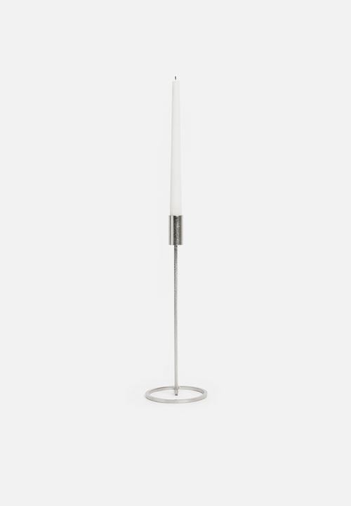 H&S - Glitz iron dinner candle holder - silver