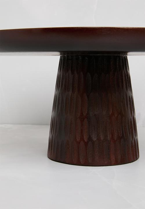 Sixth Floor - Carved mango wood cake stand  -  Natural