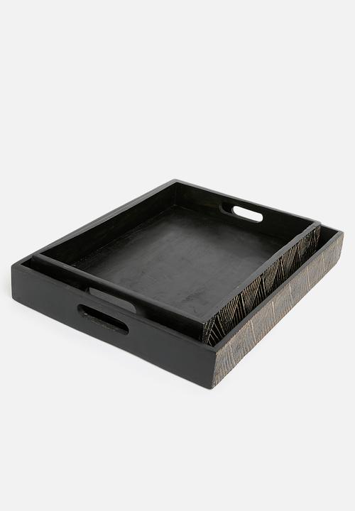 Excellent Houseware - Indica wooden tray - black