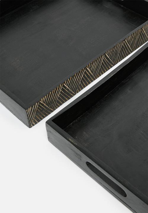 Excellent Houseware - Indica wooden tray - black