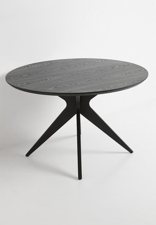 Sixth Floor - Miko round veneer dining table - black