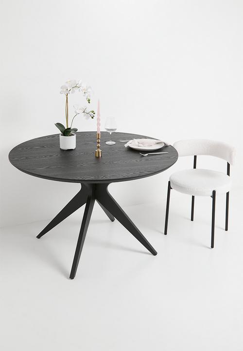 Sixth Floor - Miko round veneer dining table - black