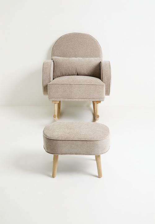 Sixth Floor - Phiri rocking chair & foot stool - stone