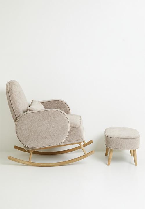 Sixth Floor - Phiri rocking chair & foot stool - stone