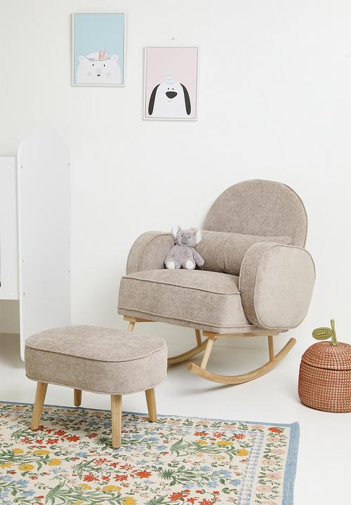 Sixth Floor - Phiri rocking chair & foot stool - stone