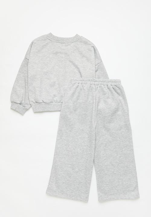 Pop Candy - Fleece cardigan & sweatpants set - grey